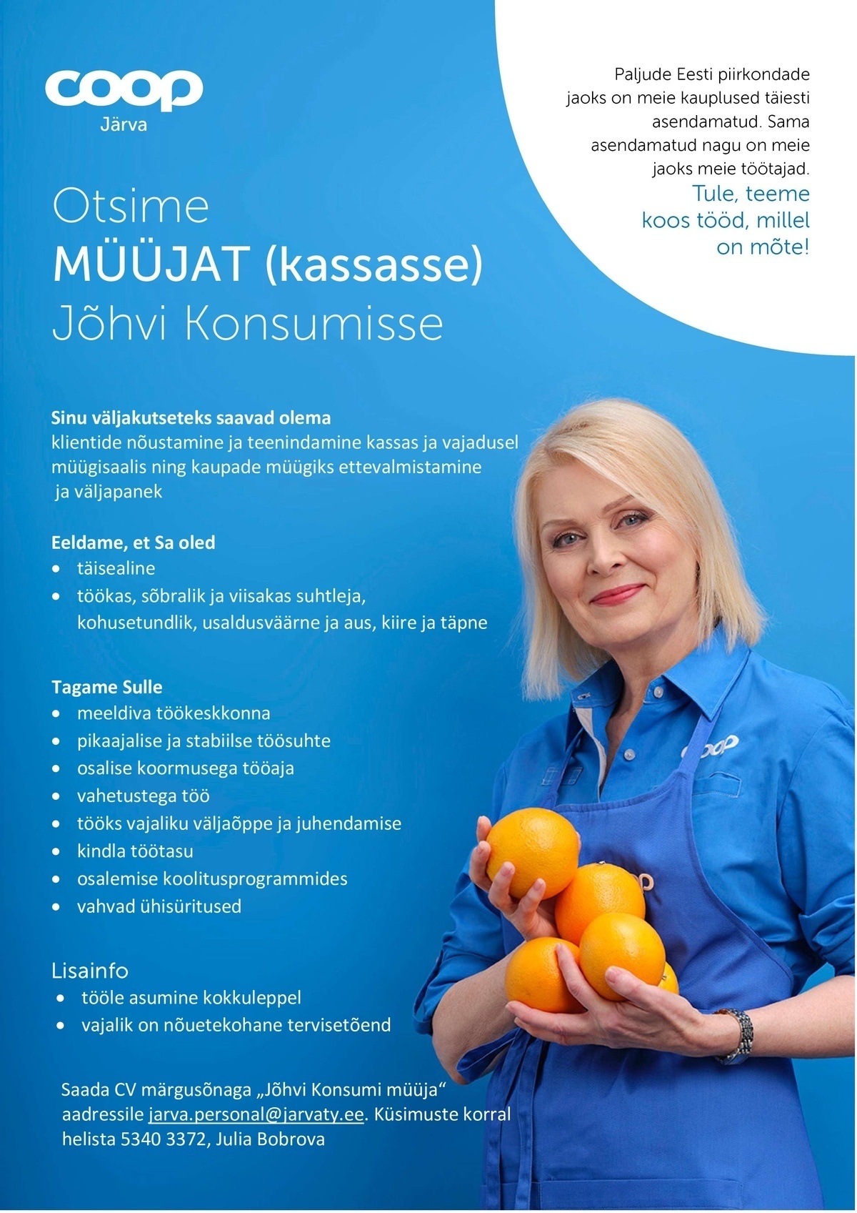 Coop Järva MÜÜJA (kassasse) Jõhvi Konsum (Coop Järva)