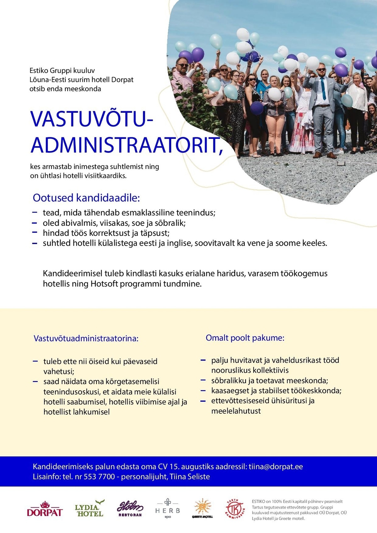 DORPAT OÜ Vastuvõtuadministraator