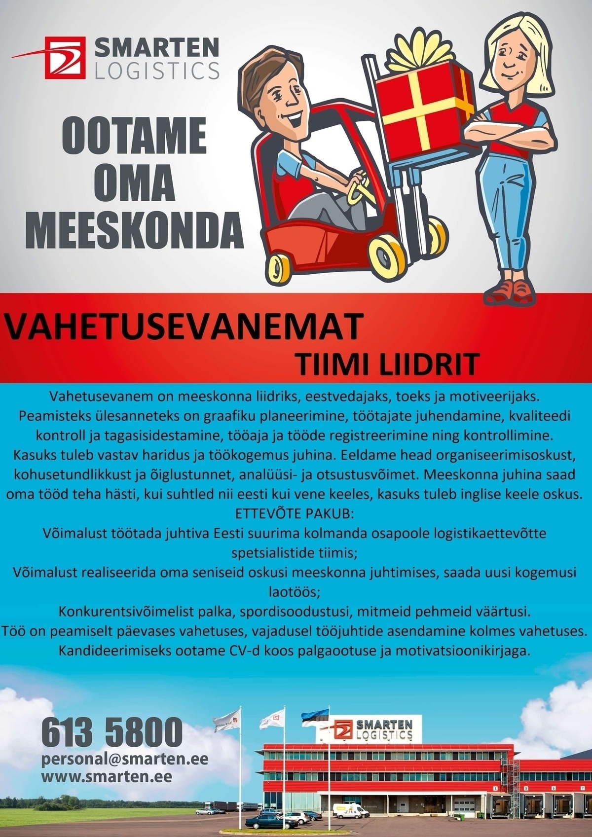 Smarten Logistics AS VAHETUSEVANEM/TIIMI LIIDER