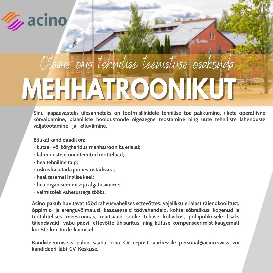 Acino Estonia OÜ Mehhatroonik