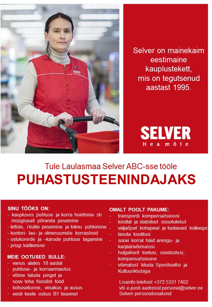 Selver Puhastusteenindaja kaupluses Laulasmaa Selver ABC