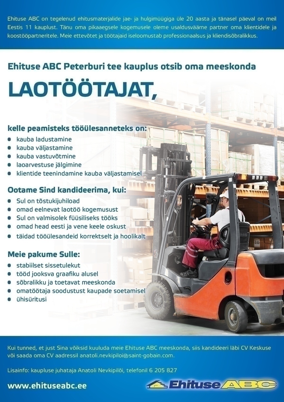 Optimera Estonia AS - Ehituse ABC Laotöötaja (Peterburi tee Ehituse ABC)