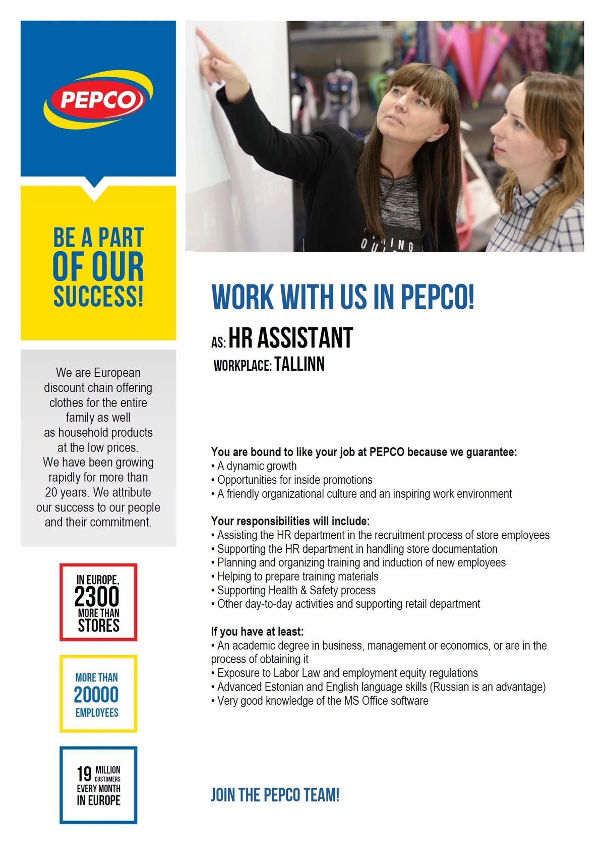 Pepco Estonia OÜ HR Assistant