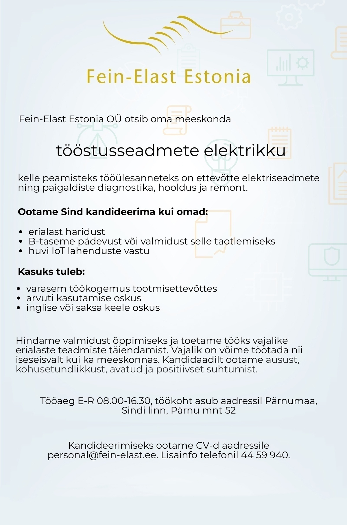 Fein-Elast Estonia OÜ Tööstusseadmete elektrik