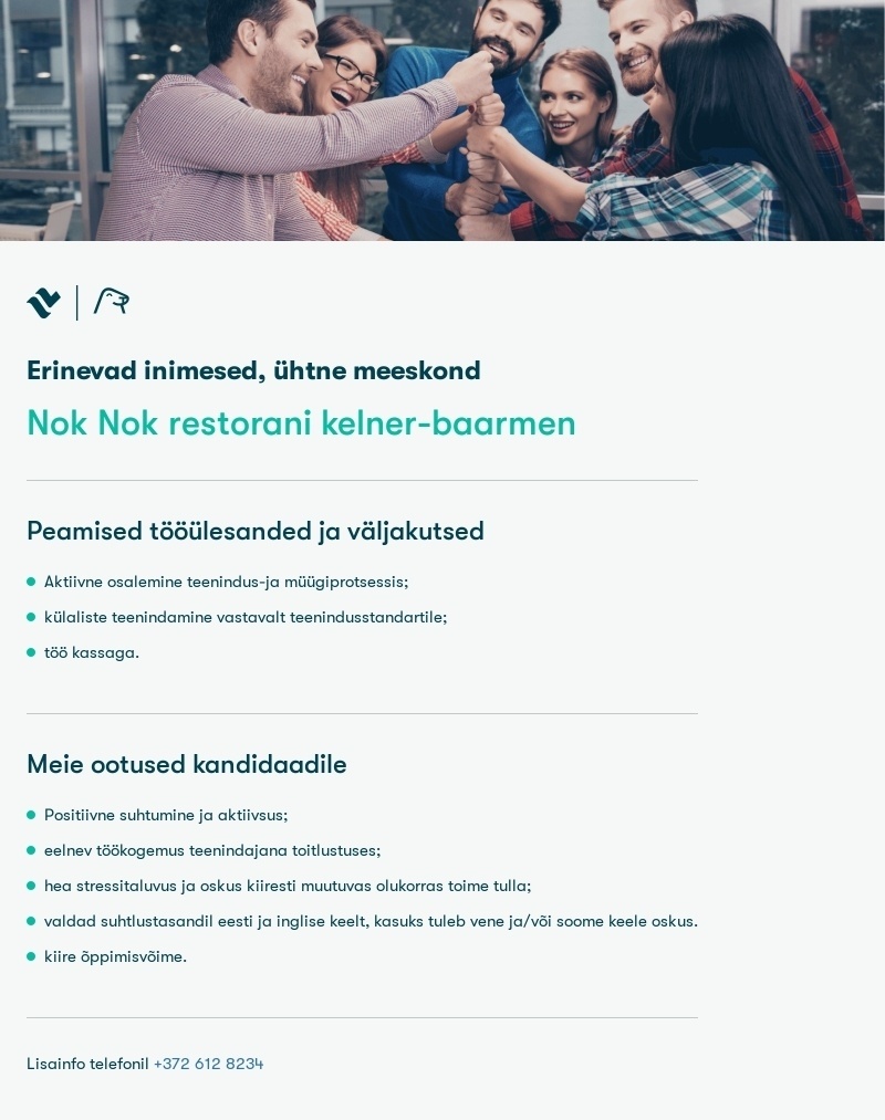 Tallink Grupp AS Nok Nok restorani kelner-baarmen