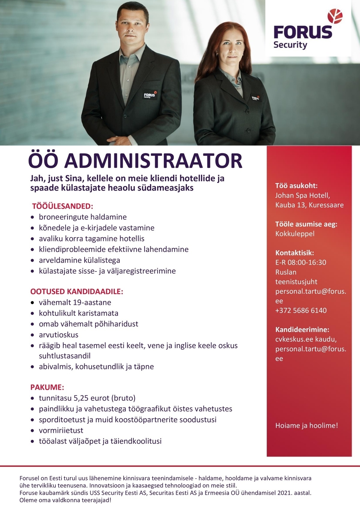 Forus Security AS Öö administraator