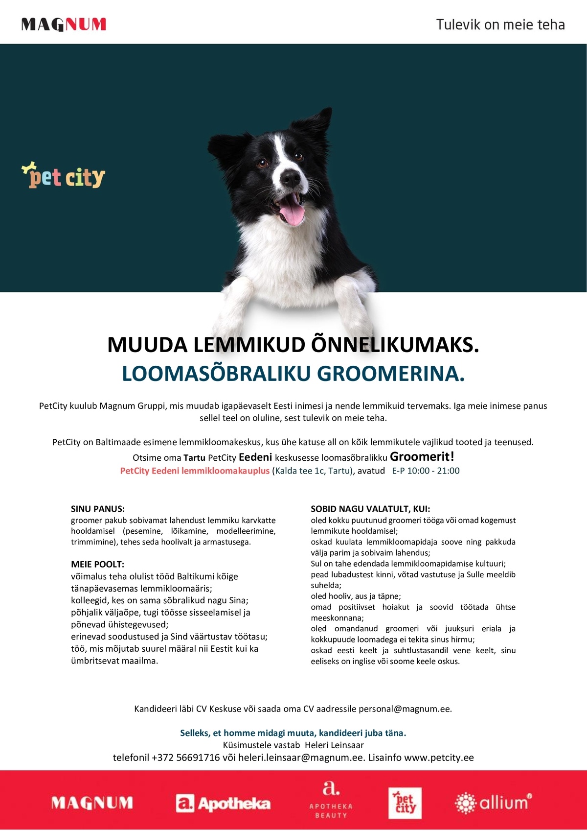 PET CITY OÜ Groomer Tartu Eedeni keskuse PetCitysse