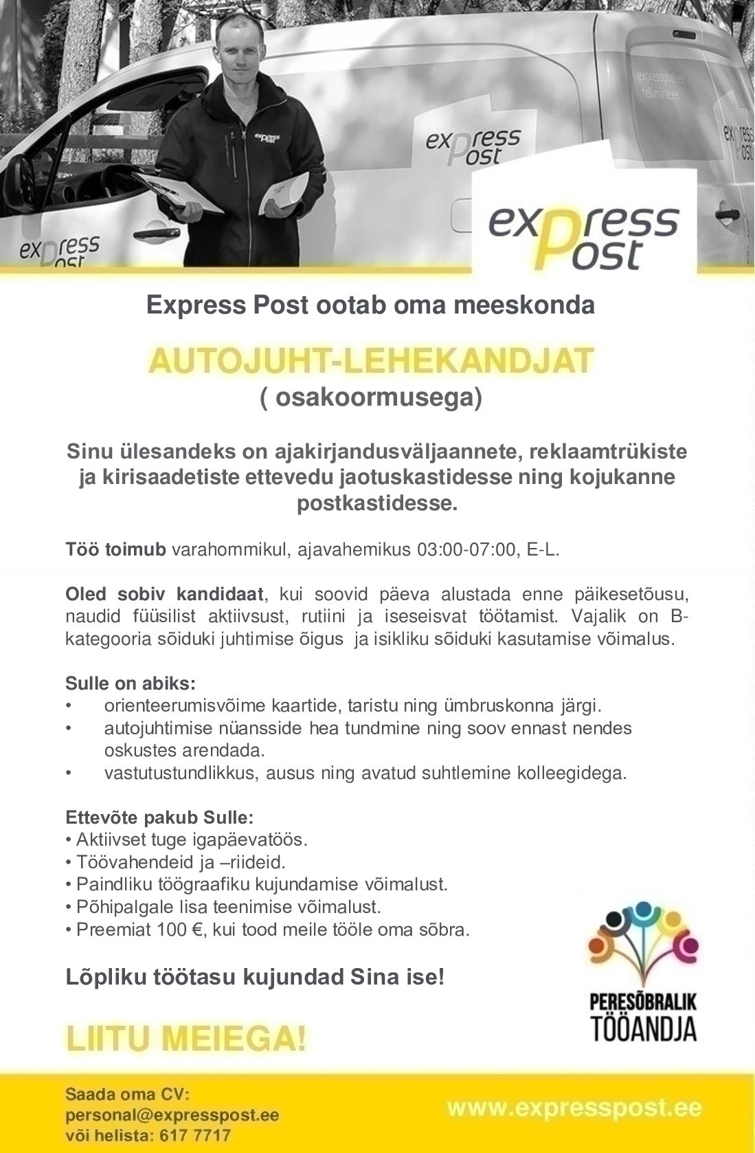 Express Post AS Autojuht-lehekandja (osaline tööaeg)