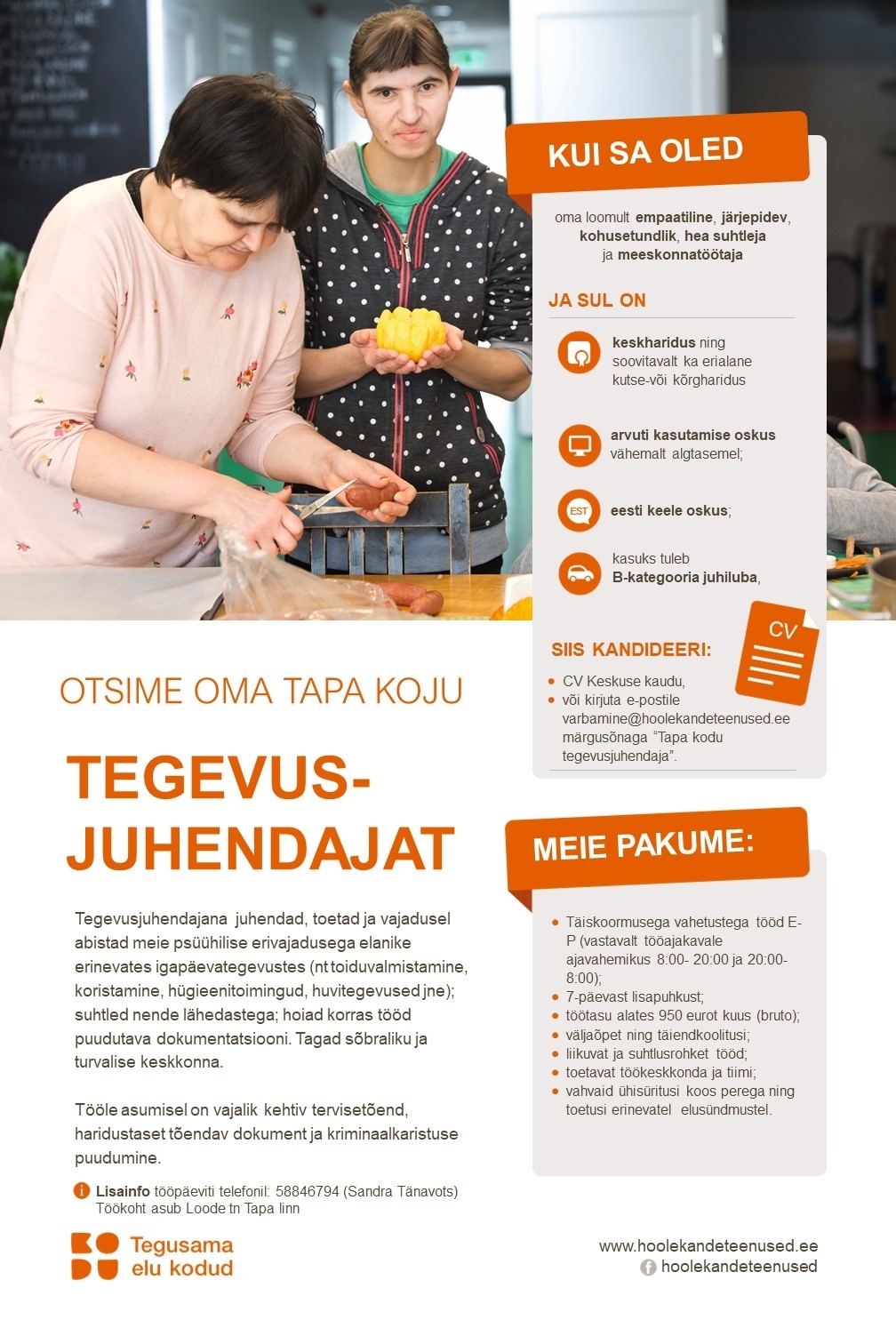 HOOLEKANDETEENUSED AS TEGEVUSJUHENDAJA Tapa kodusse