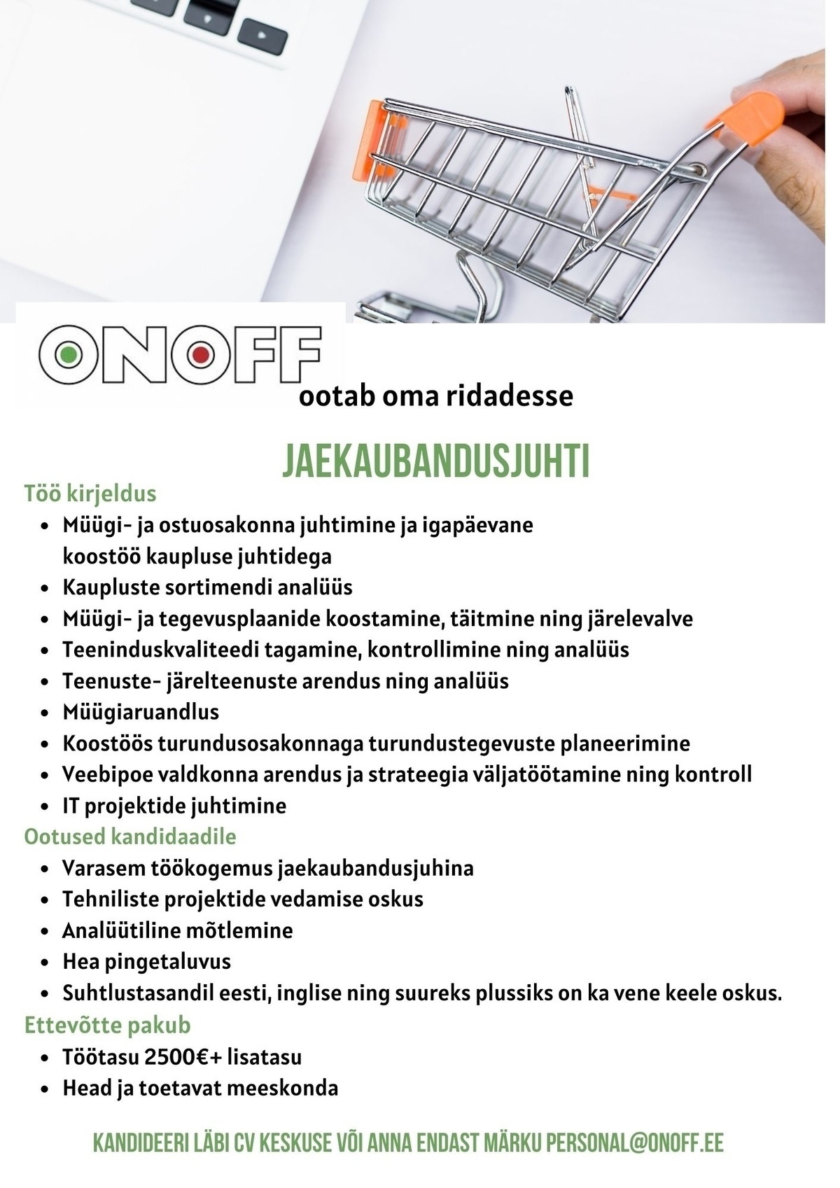 ONOFF Jaekaubanduse OÜ Jaekaubandusjuht