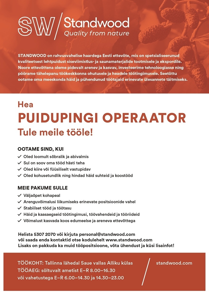 Standwood OÜ Puidupingi operaator