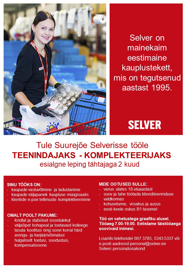 Selver Teenindaja-komplekteerija Suurejõe Selveris