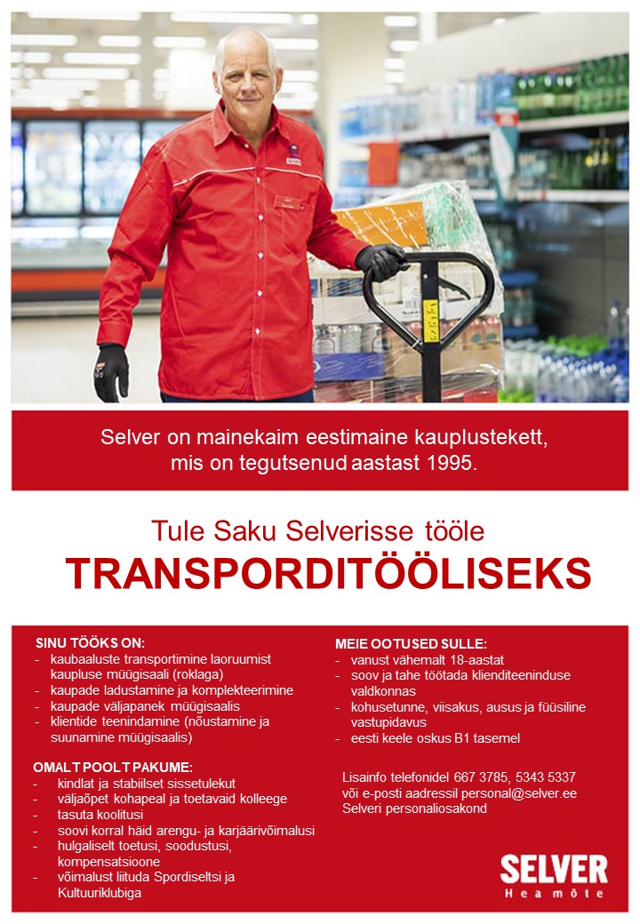 Selver Transporditööline Saku Selveris