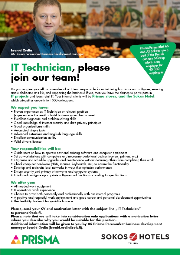 Prisma Peremarket AS IT-Technician