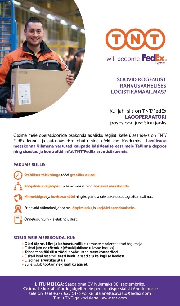 TNT EXPRESS WORLDWIDE EESTI AS Laooperaator