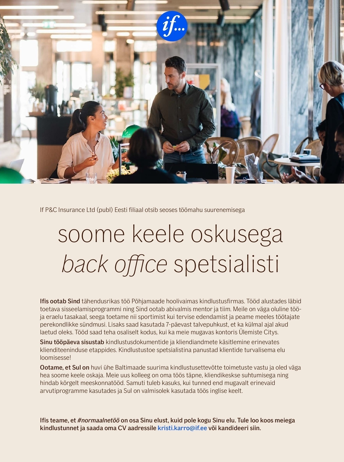 If P&C Insurance Ltd (publ) Eesti filiaal SOOME KEELE OSKUSEGA BACK-OFFICE SPETSIALIST