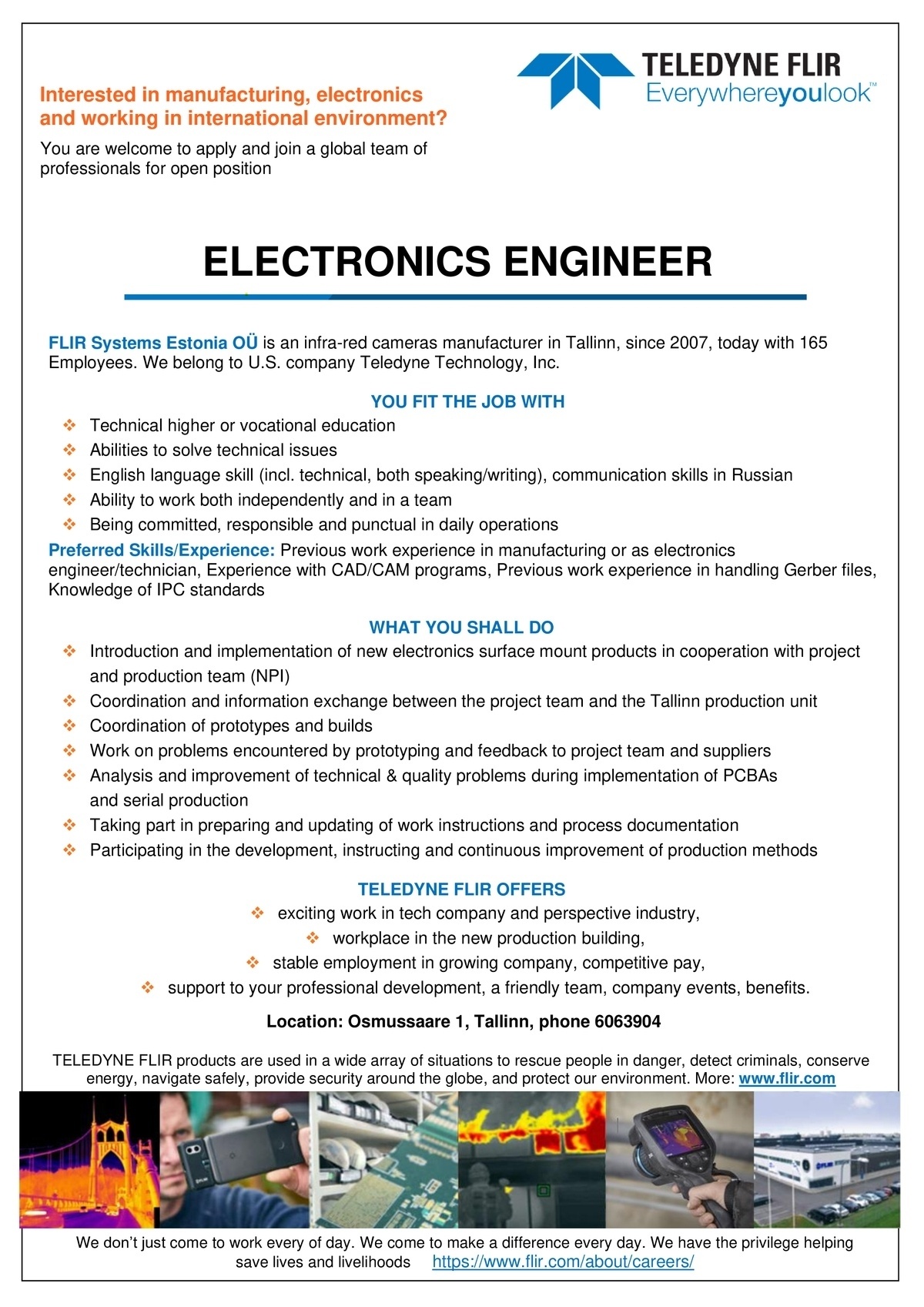 FLIR Systems Estonia OÜ Electronics Engineer