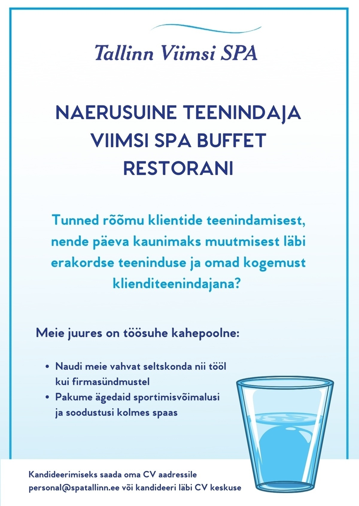 SPA Tours OÜ VIIMSI SPA Buffet - restorani teenindaja