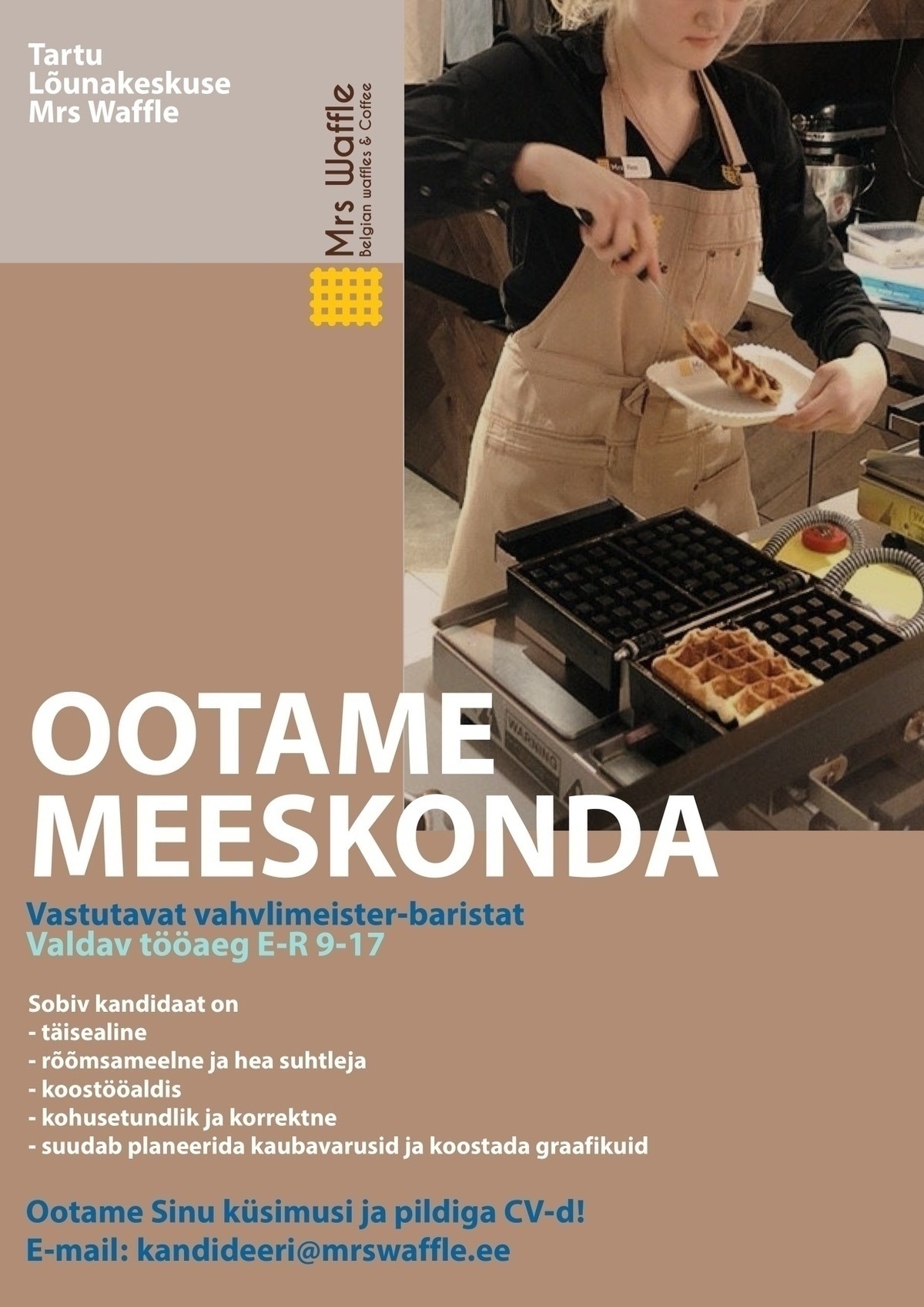 Vahvlikohvik OÜ Vastutav vahvlimeister-barista