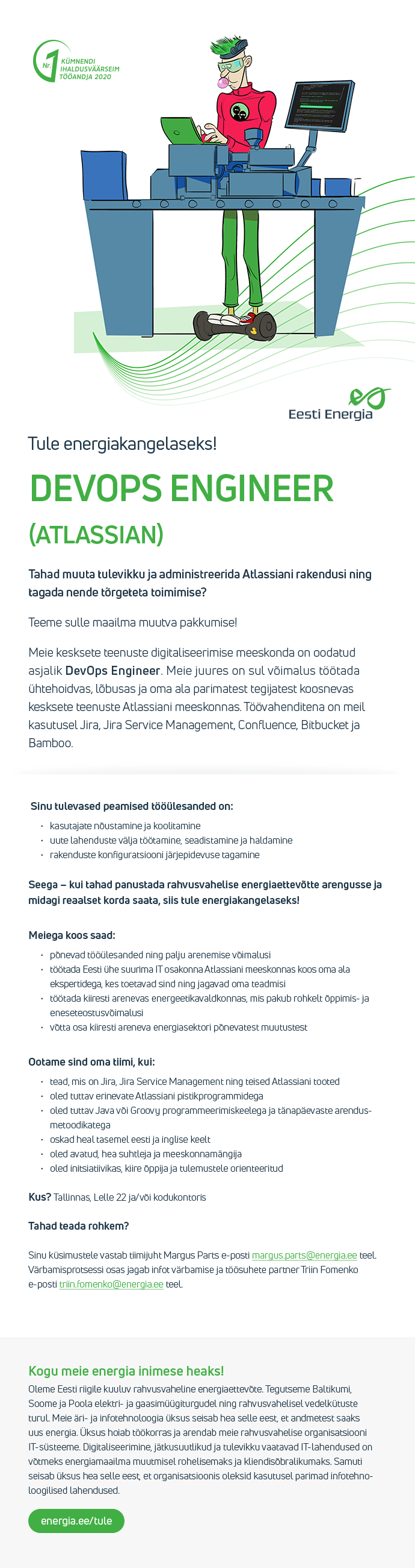 Eesti Energia AS DEVOPS ENGINEER (ATLASSIAN)