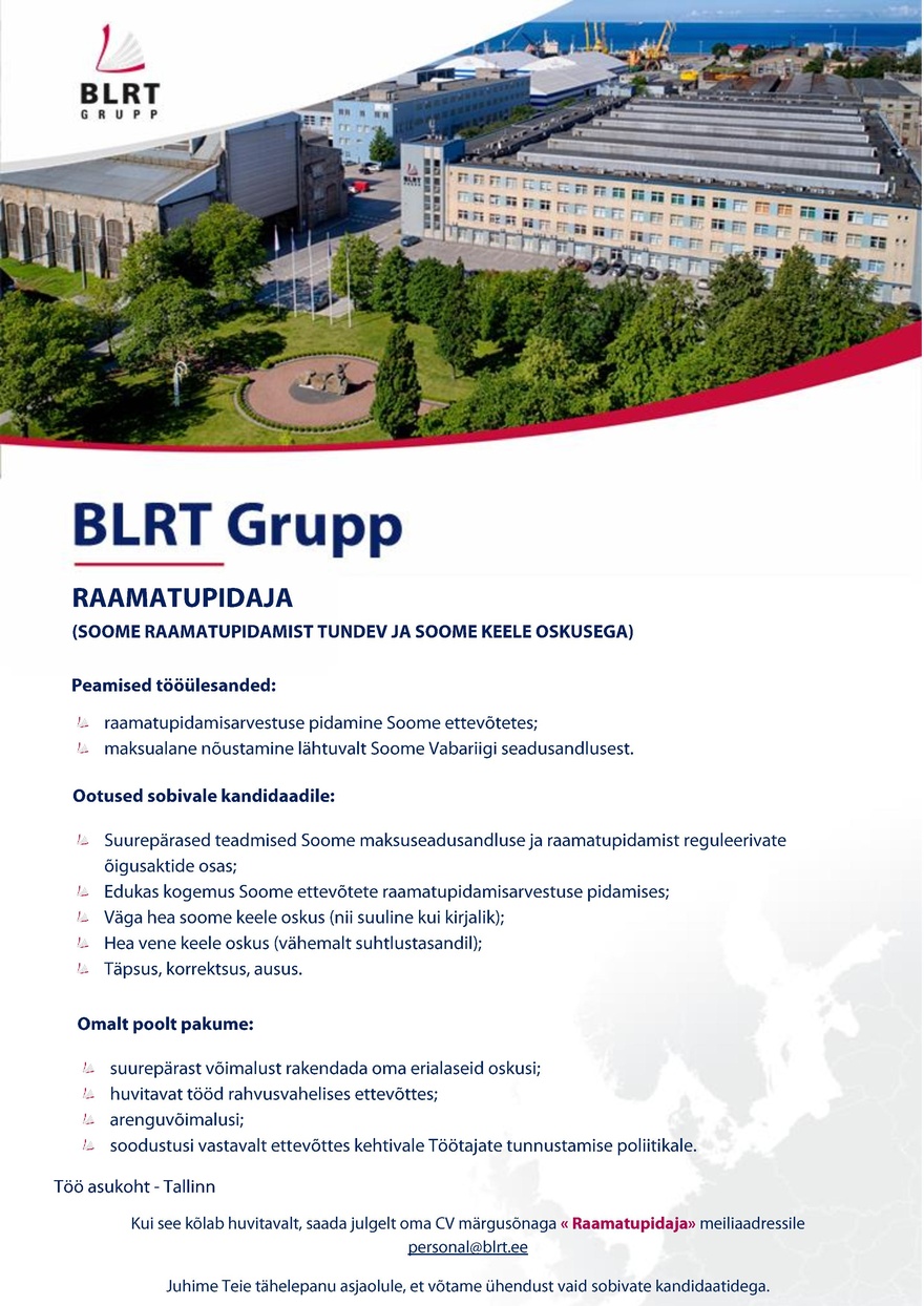 BLRT Grupp AS RAAMATUPIDAJA