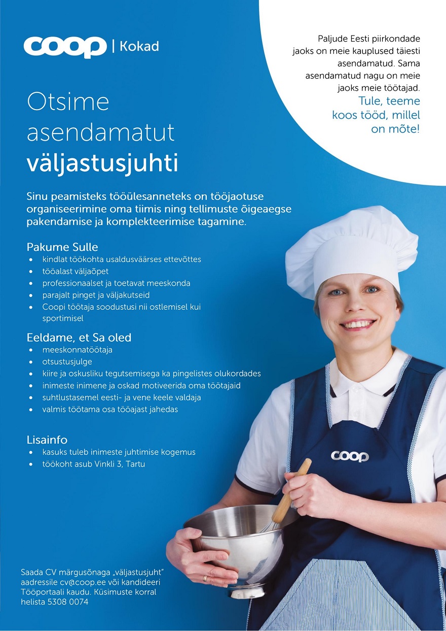 Coop Eesti Keskühistu Väljastusjuht (Coop Kokad)