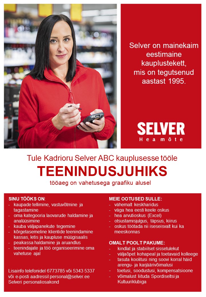 Selver Vahetuse vanem Kadrioru Selver ABC-s