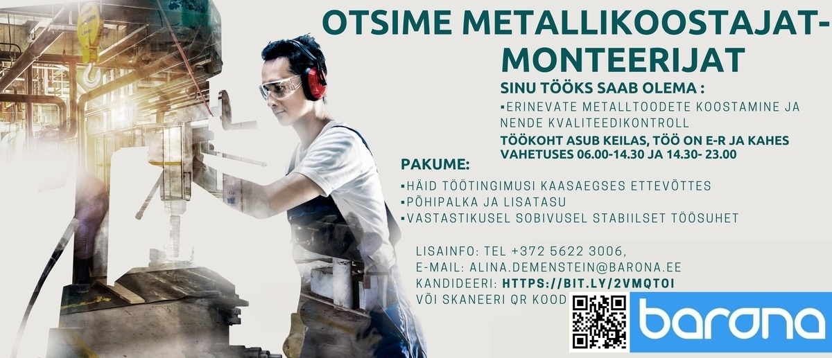 Barona Eesti OÜ METALLIKOOSTAJA-MONTEERIJA