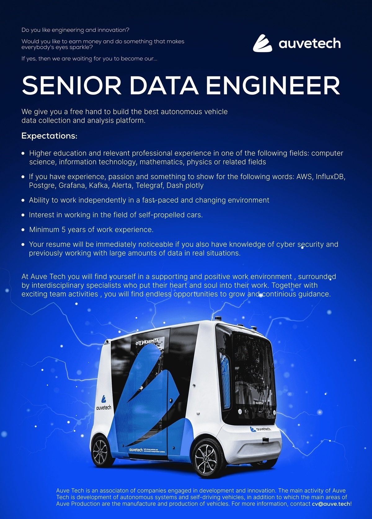 Auve Tech OÜ Senior Data Engineer