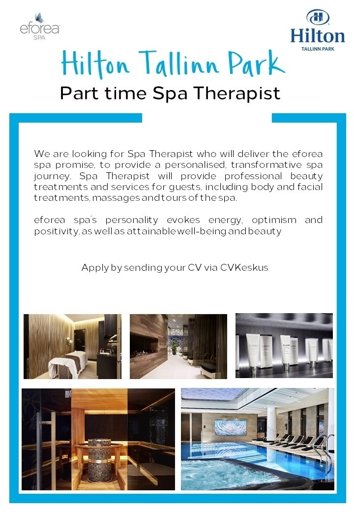 Hilton Tallinn Park Part time Spa Therapist