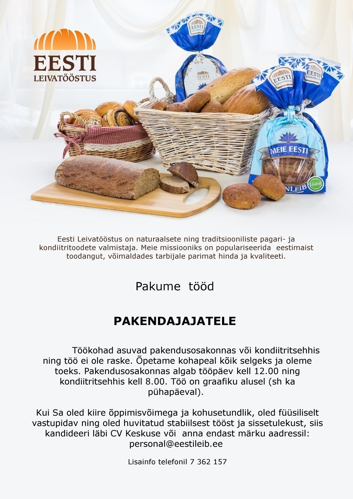 EESTI LEIVATÖÖSTUS AS Pakendaja