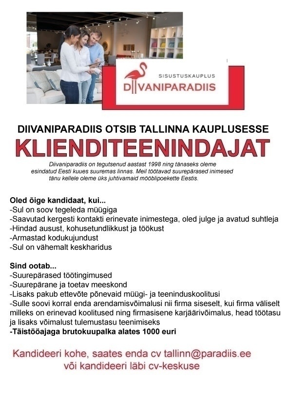 Diivaniparadiis OÜ Klienditeenindaja