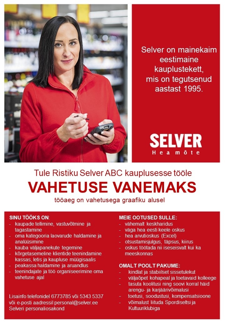 Selver Vahetuse vanem Ristiku Selver ABC-s