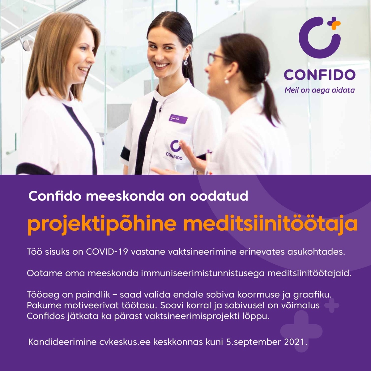 Arstikeskus Confido OÜ Vaktsineerimise meditsiinitöötaja