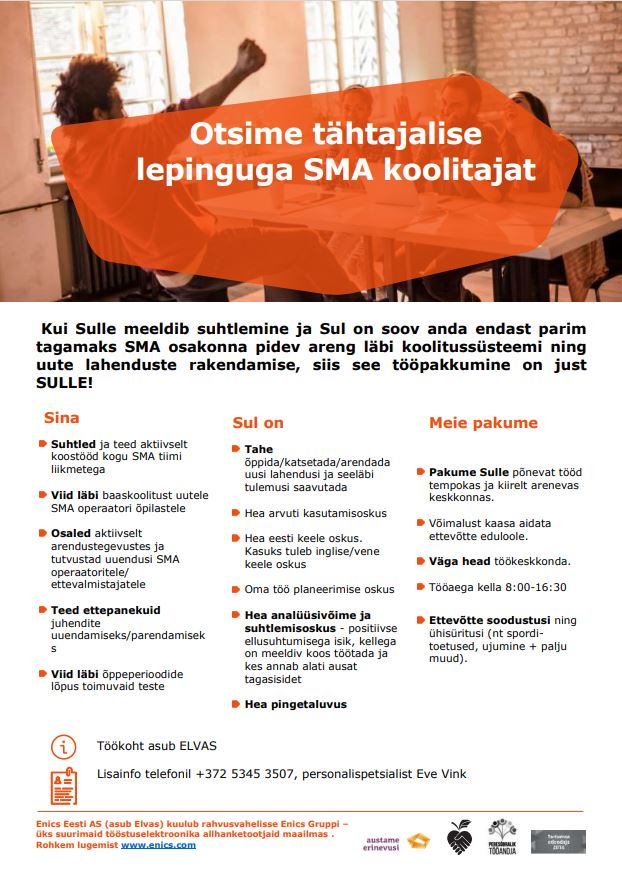 Enics Estonia SMA koolitaja (tähtajaline)