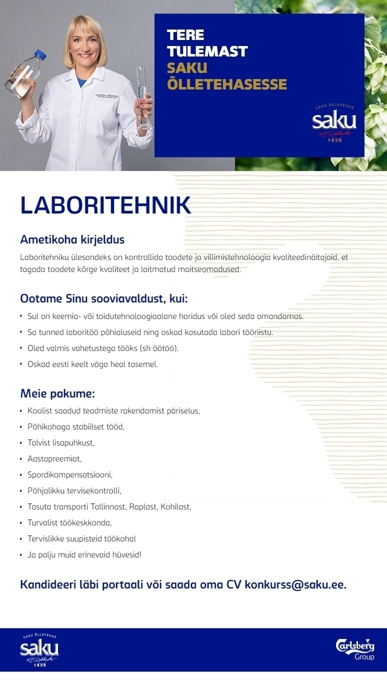 Saku Õlletehase AS Laboritehnik