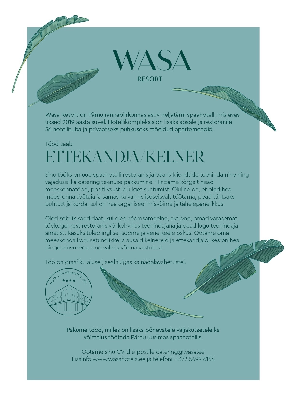 Wasa AS Ettekandja/kelner