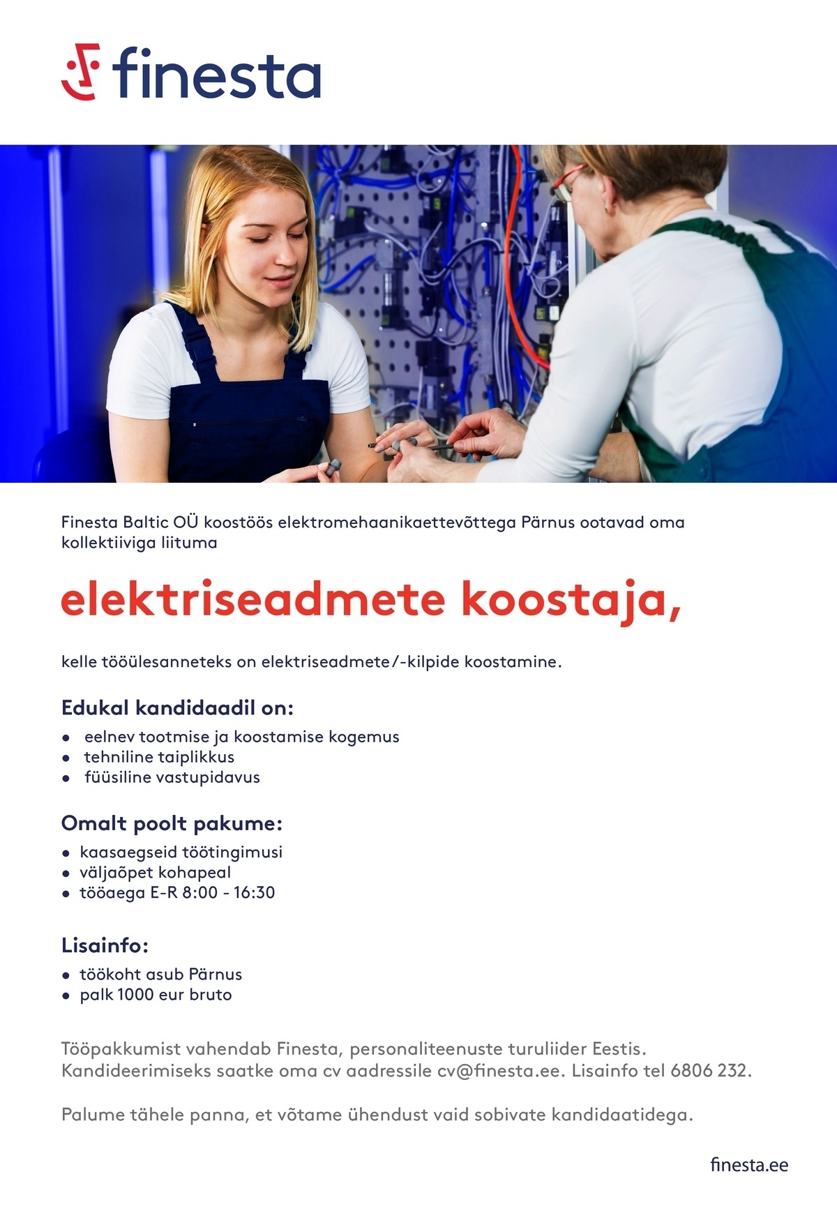 Finesta Baltic OÜ Elektriseadmete koostaja