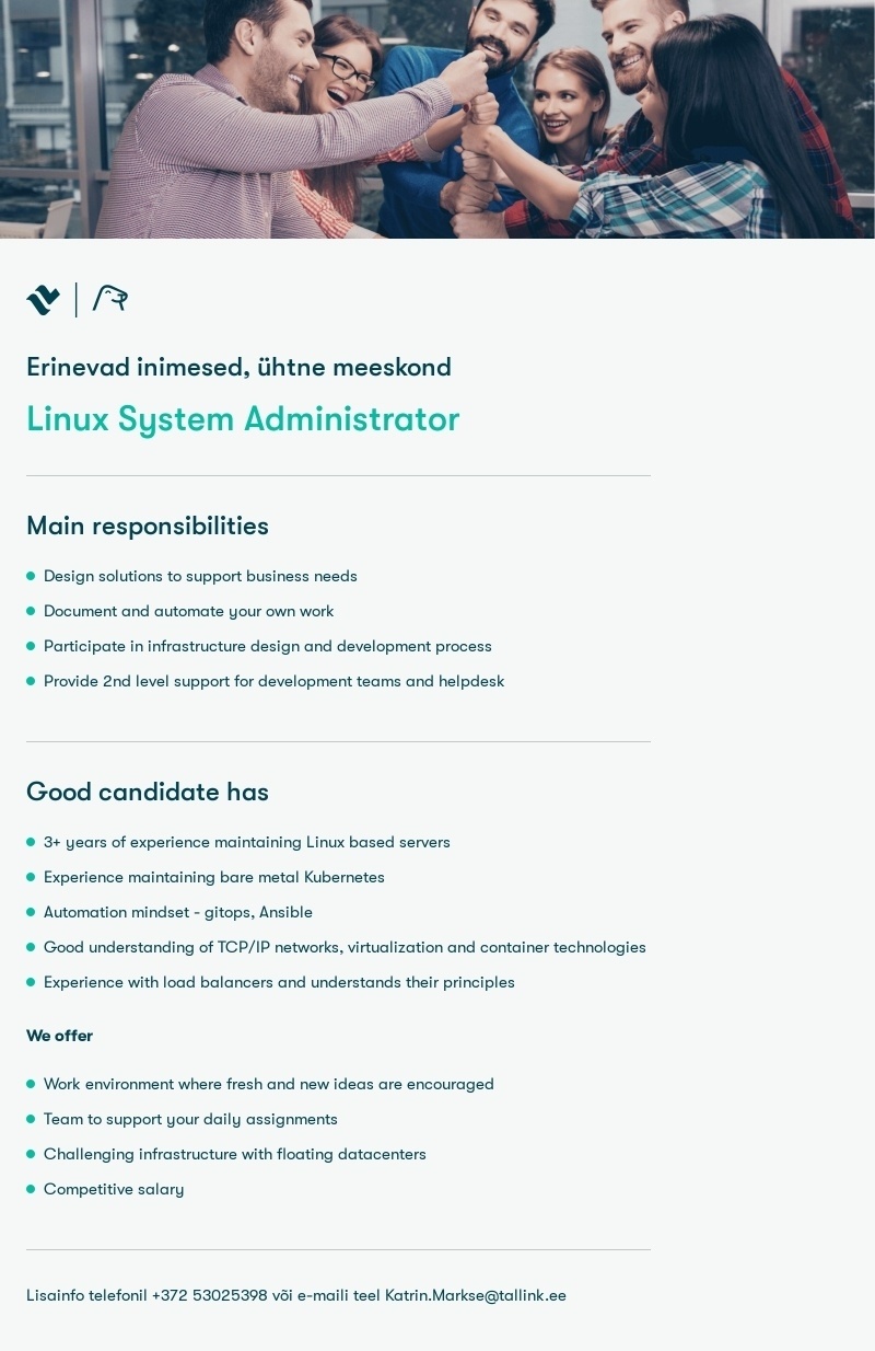 Tallink Grupp AS Linux System Administrator