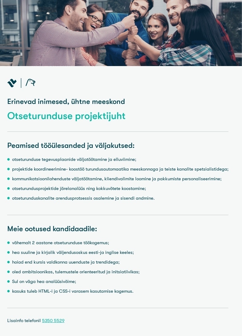 Tallink Grupp AS Otseturunduse projektijuht