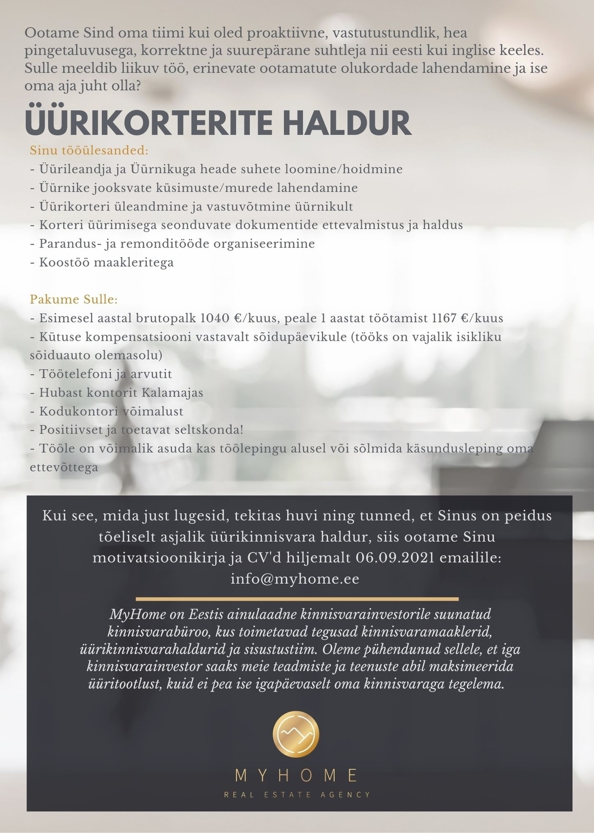 MYHOME OÜ ÜÜRIKORTERITE HALDUR