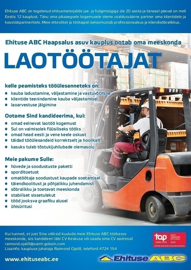 Optimera Estonia AS - Ehituse ABC Laotöötaja (Haapsalu Ehituse ABC)