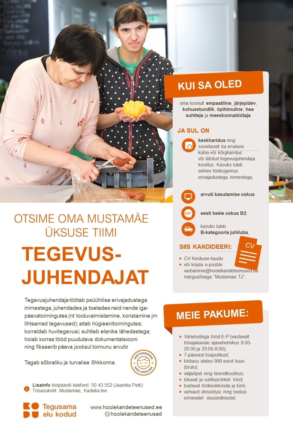 HOOLEKANDETEENUSED AS TEGEVUSJUHENDAJA Mustamäe teenusüksusesse