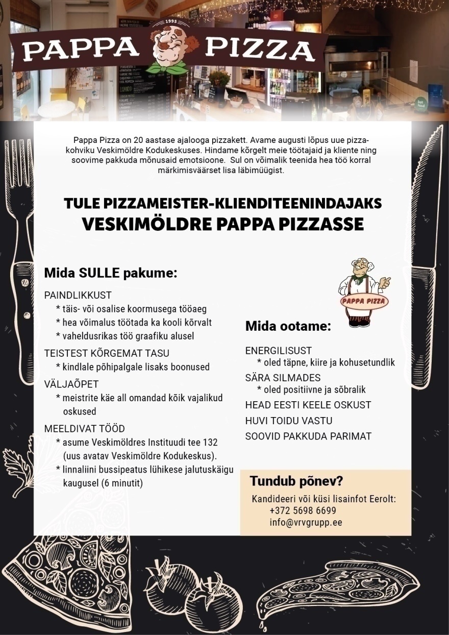 VRV GRUPP OÜ Pizzameister-Klienditeenindaja