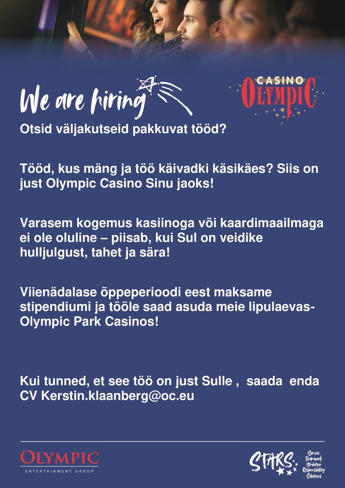 OLYMPIC ENTERTAINMENT GROUP AS Liitu kasiinodiileri kursusega!