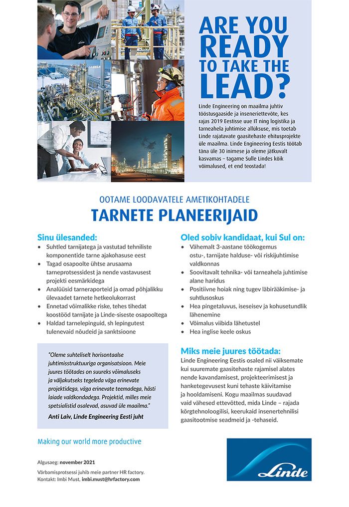 The Linde Group TARNETE PLANEERIJA (Linde Engineering)