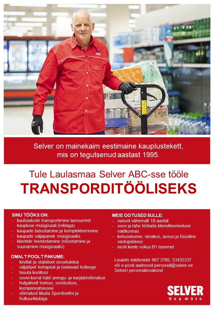 Selver Transporditööline Laulasmaa Selver ABC-s