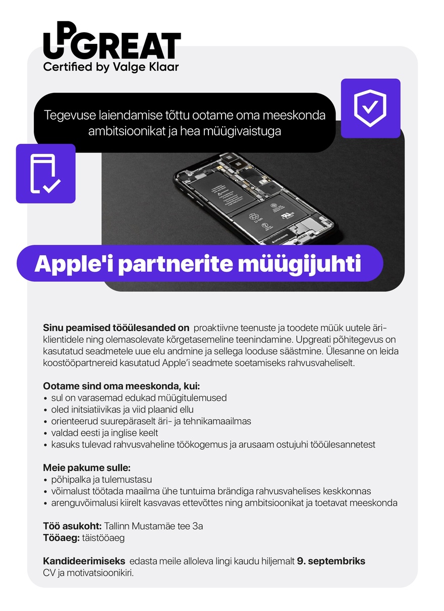 UPGR8 Apple'i partnerite müügijuht