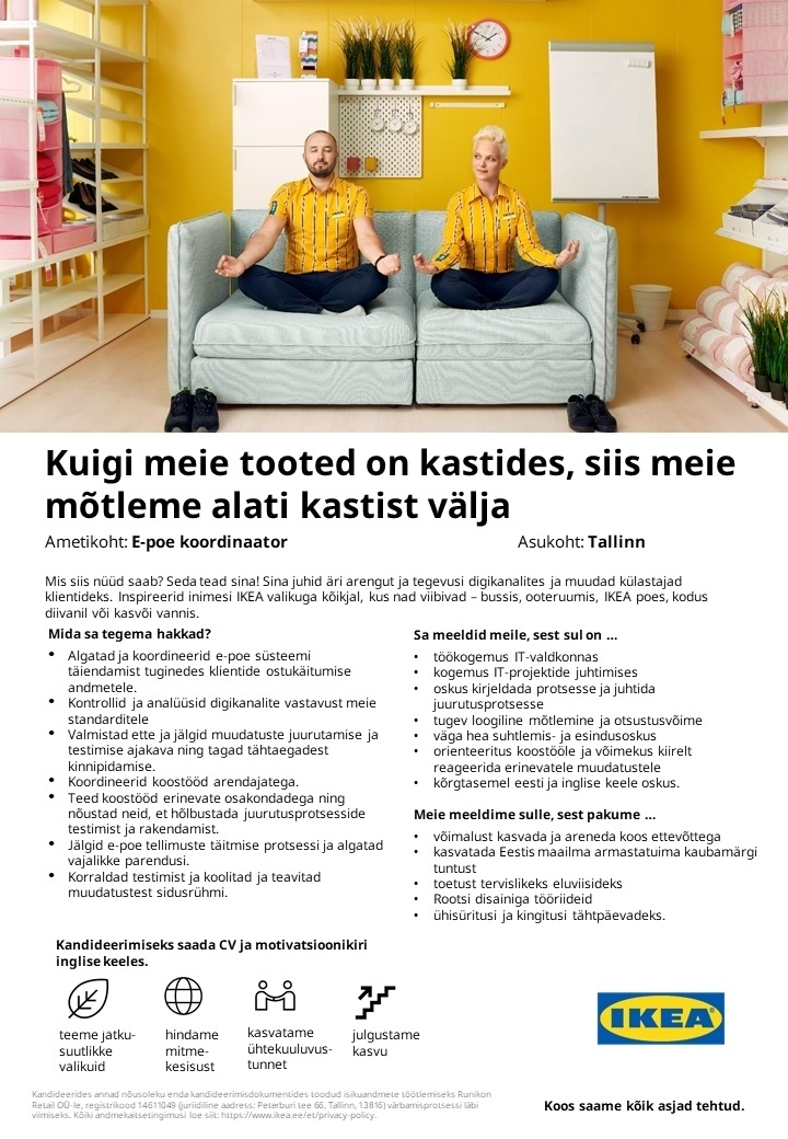 Runikon Retail OÜ (IKEA Estonia) E-poe koordinaator