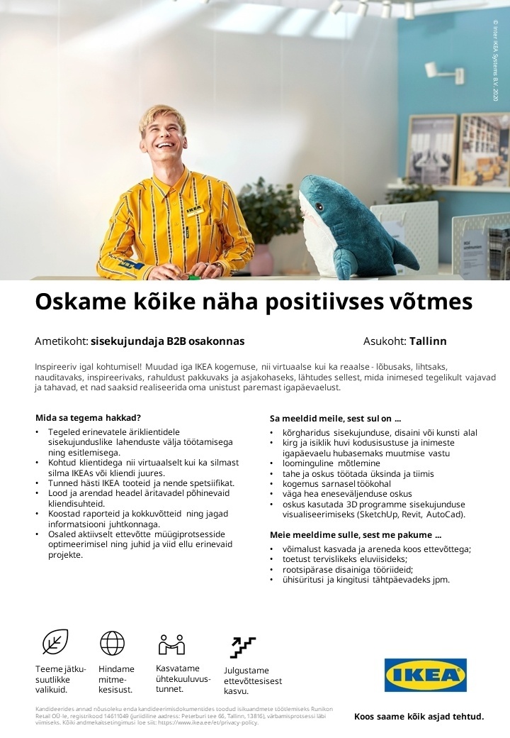 Runikon Retail OÜ (IKEA Estonia) SISEKUJUNDAJA äriklientidele